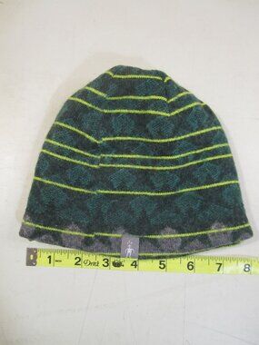 Smartwool Boundary Line Reversible Beanie Hat Neon Yellow and Green
